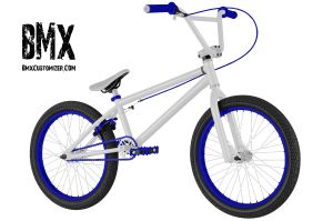 white and blue bmx bike