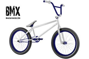white and blue bmx bike